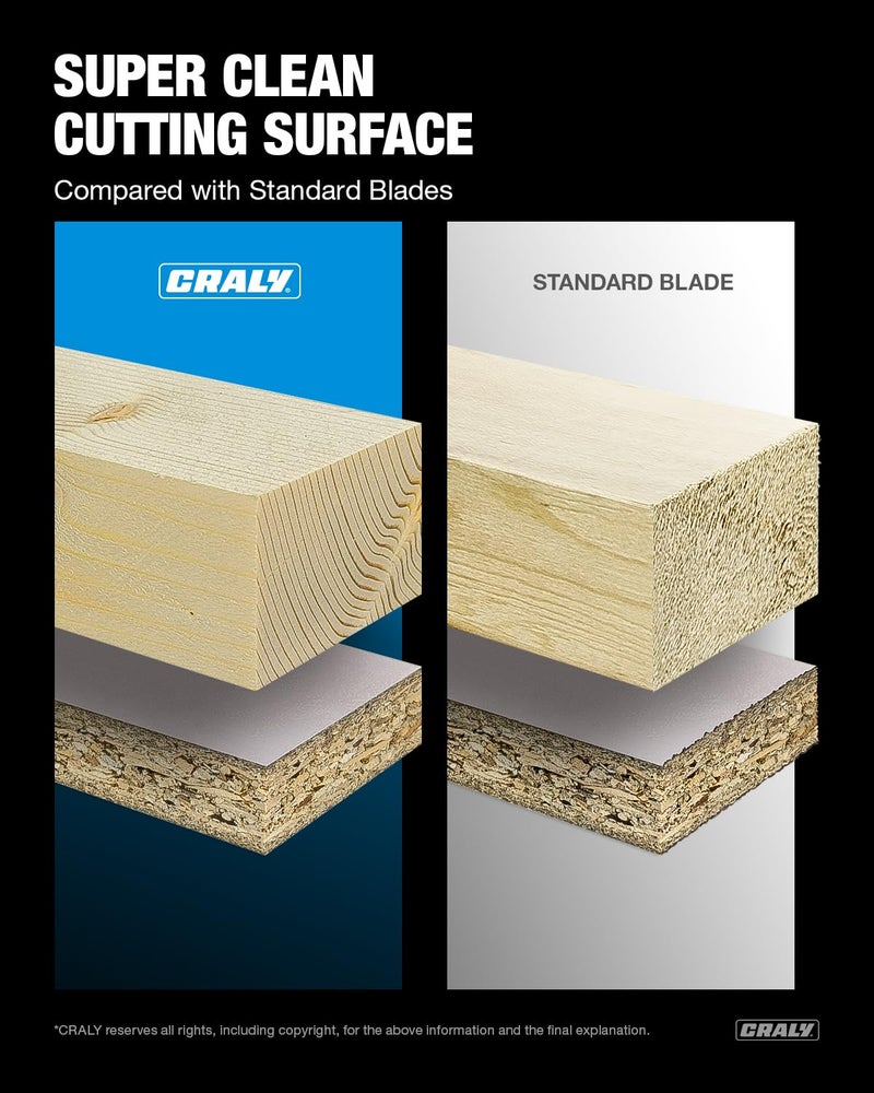 CRALY 12 Inch 100 Teeth Ultra Fine Finish Wood Cutting Circular Saw Blade, 1 Inch Arbor, Carbide Tipped, Thin Kerf, Black Ice Coating, for Wood Cutting Table Saw, Miter Saw(C12100FF) - Image 4